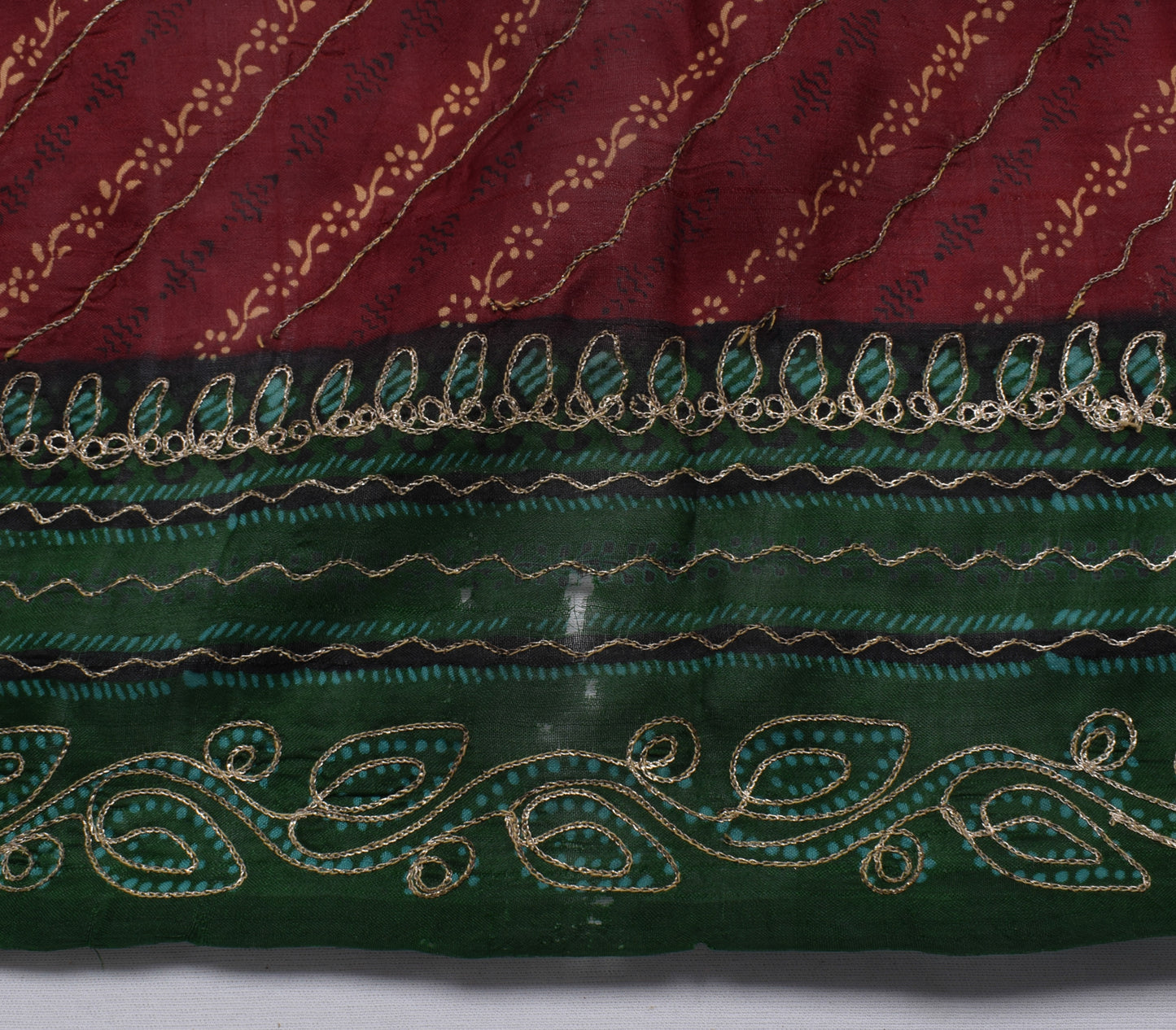 Sushila Vintage Maroon Saree 100% Pure Silk Printed Floral Sari 5 Yard Fabric
