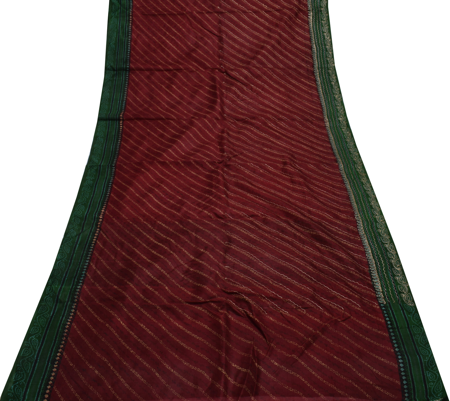 Sushila Vintage Maroon Saree 100% Pure Silk Printed Floral Sari 5 Yard Fabric