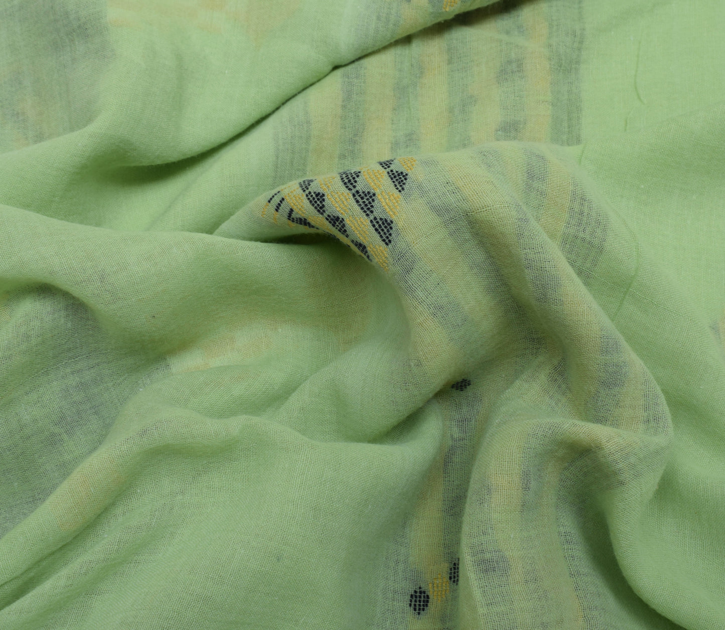 Sushila Vintage Pista Green Saree 100% Pure Cotton Woven 5 Yard Sari Fabric