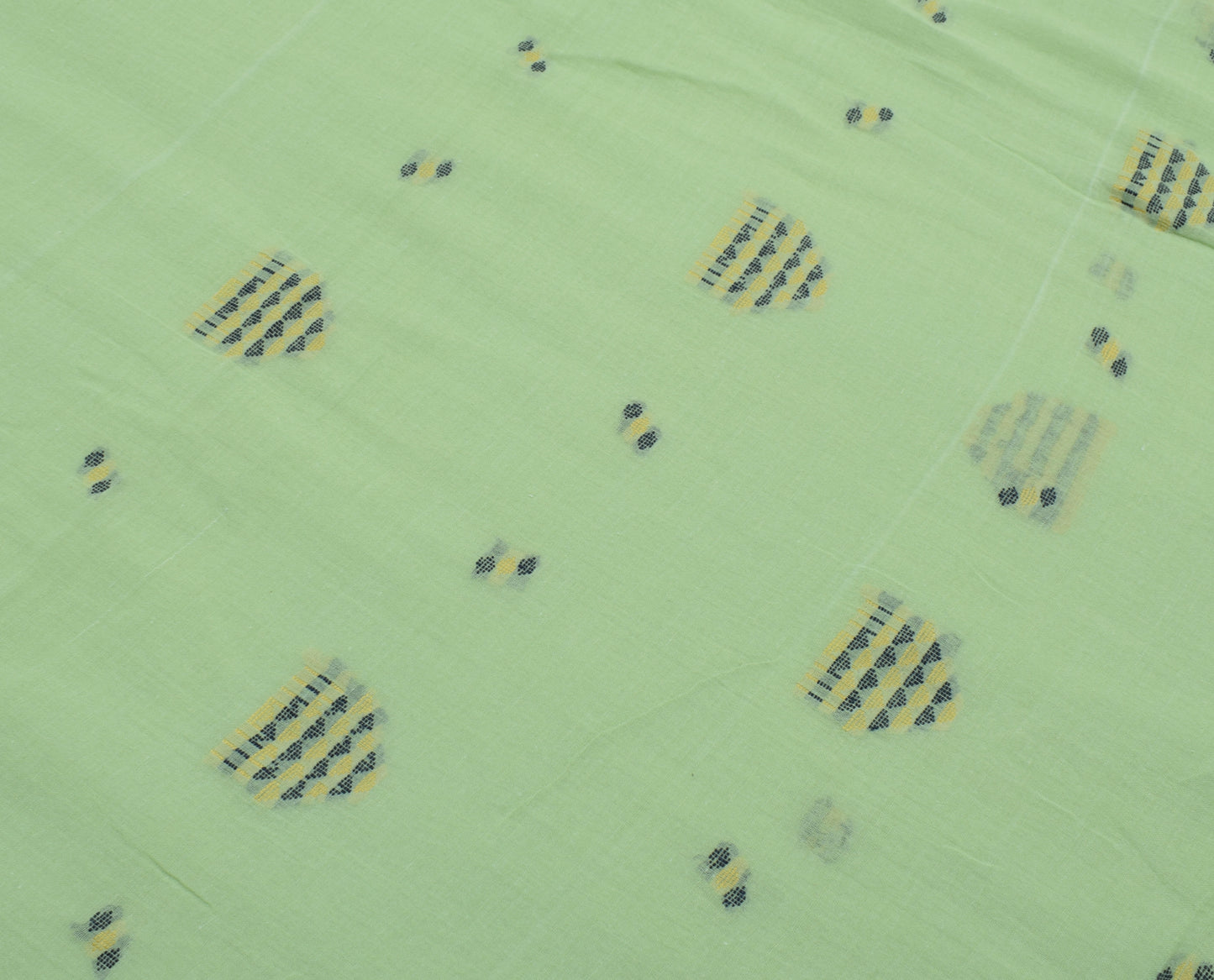 Sushila Vintage Pista Green Saree 100% Pure Cotton Woven 5 Yard Sari Fabric