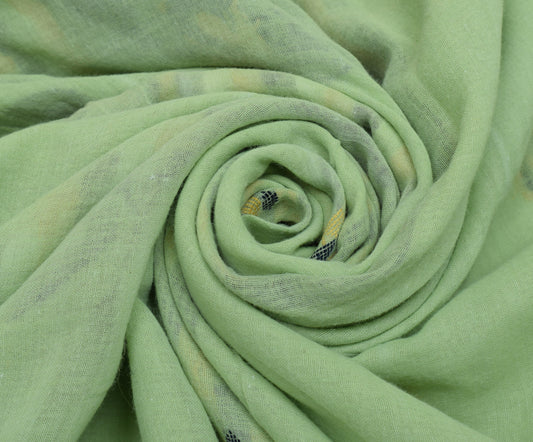 Sushila Vintage Pista Green Saree 100% Pure Cotton Woven 5 Yard Sari Fabric