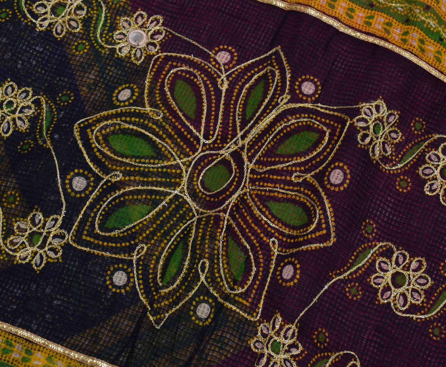 Sushila Vintage Indian Saree 100% Pure Cotton Embroidered Sari Craft Fabric