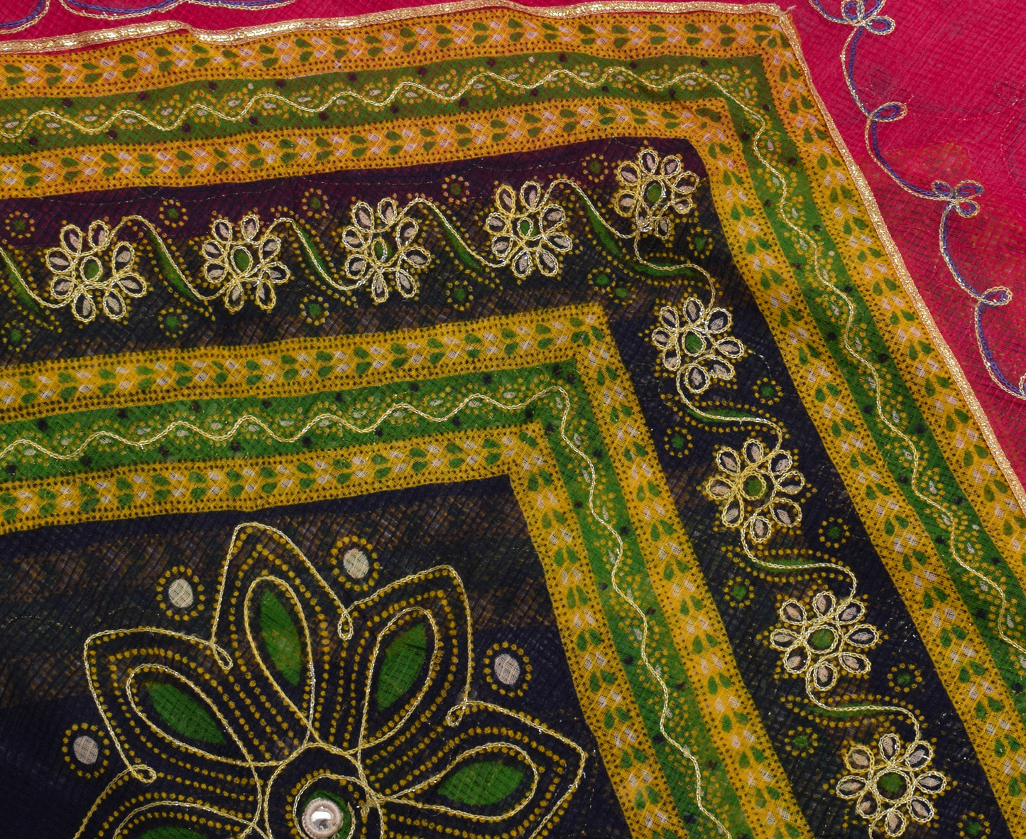 Sushila Vintage Indian Saree 100% Pure Cotton Embroidered Sari Craft Fabric