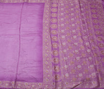 Sushila Vintage Purple Indian Saree 100% Pure Silk Woven Soft Sari Fabric