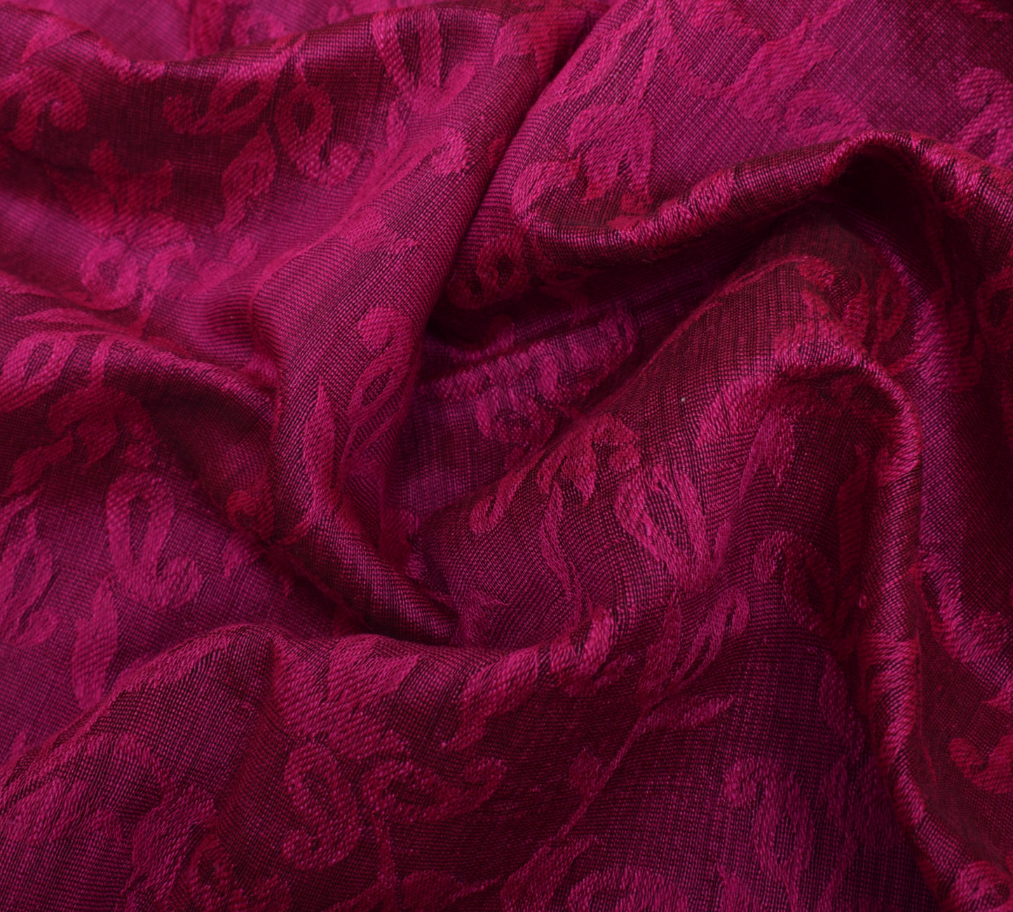 Sushila Vintage Magenta Saree Art Silk Woven Floral Patch Work Border Sari Fabric