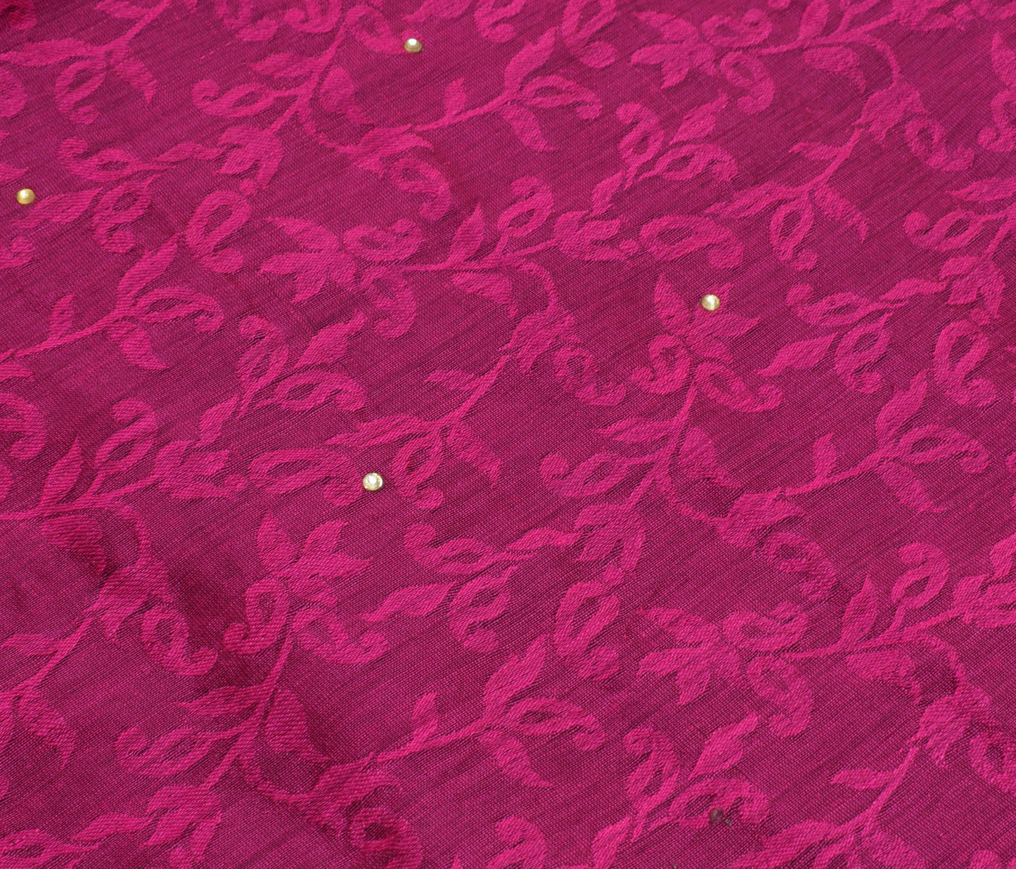 Sushila Vintage Magenta Saree Art Silk Woven Floral Patch Work Border Sari Fabric