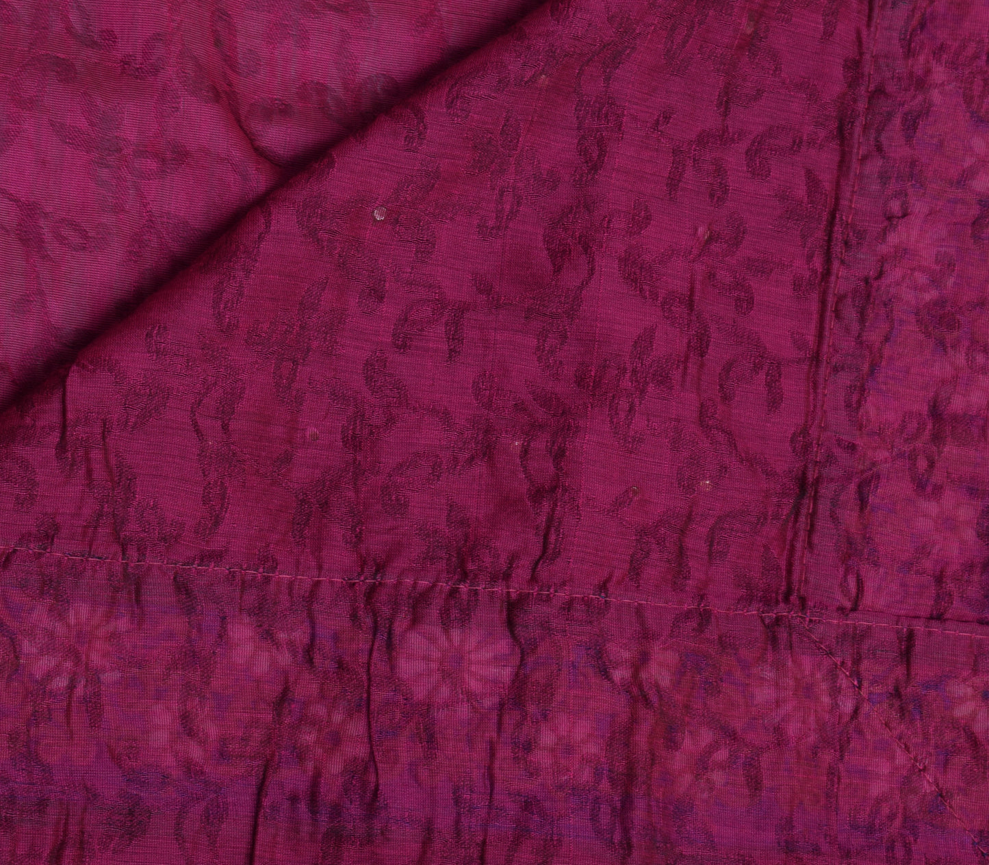 Sushila Vintage Magenta Saree Art Silk Woven Floral Patch Work Border Sari Fabric