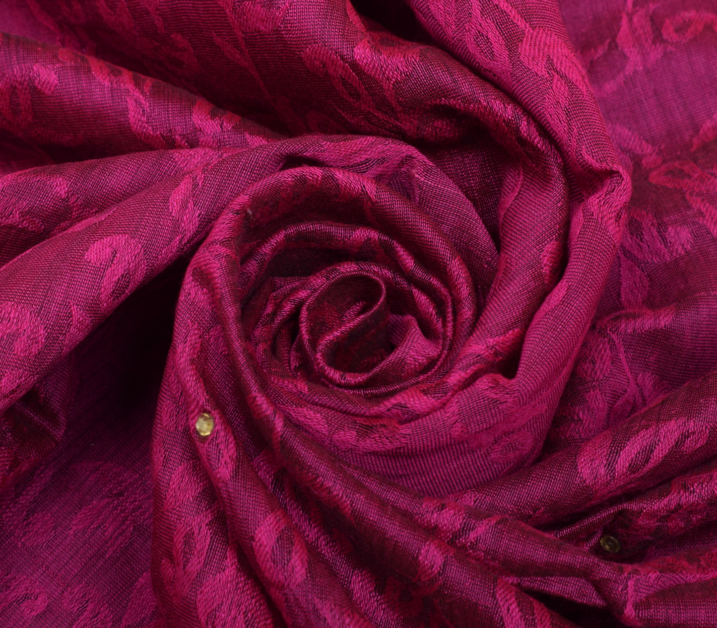 Sushila Vintage Magenta Saree Art Silk Woven Floral Patch Work Border Sari Fabric