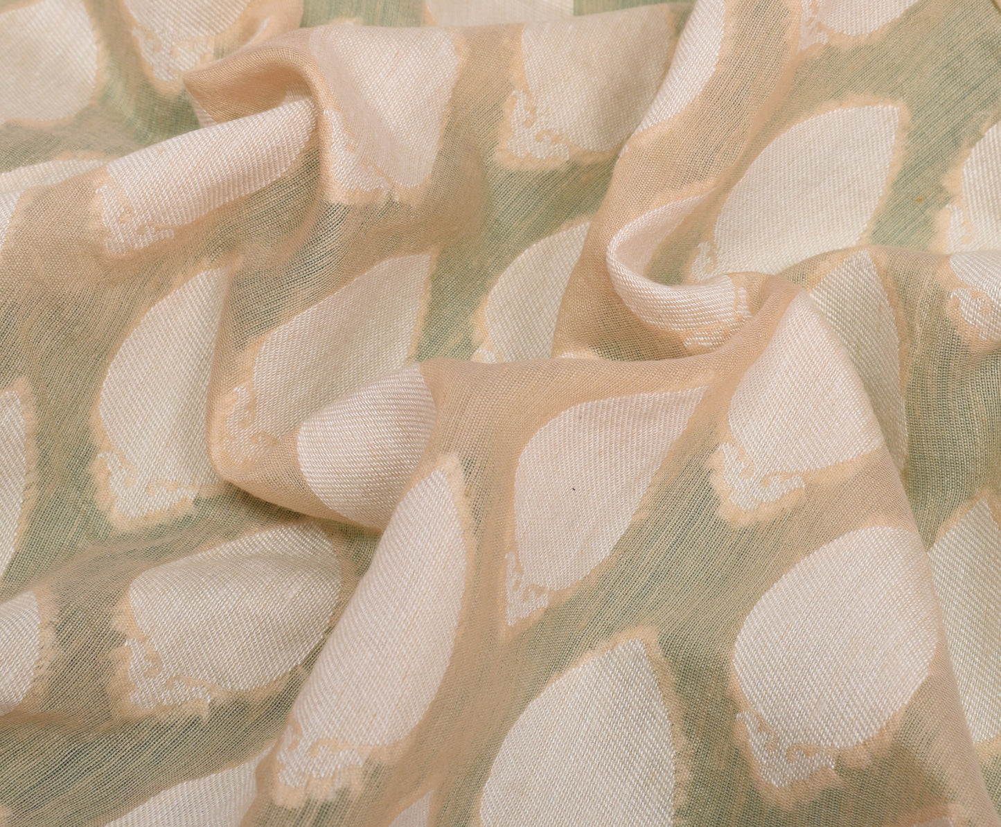 Sushila Vintage Indian Green Saree Pure Georgette Silk Applique & Patch Work Sari Craft 5 Yard Fabric