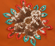 Sushila Vintage Rust Saree Blend Georgette Silk Embroidered Floral Sari Fabric