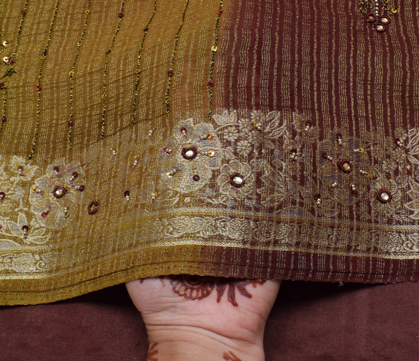 Sushila Vintage Indian Saree Blend Tissue Silk Woven Floral Sari Craft Fabric