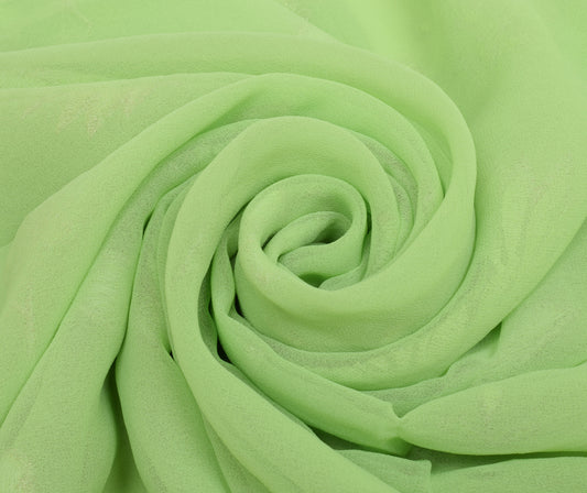 Sushila Vintage Green Saree Blend Georgette Silk Embroidered Floral Sari Fabric