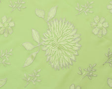 Sushila Vintage Green Saree Blend Georgette Silk Embroidered Floral Sari Fabric