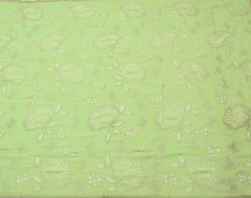 Sushila Vintage Green Saree Blend Georgette Silk Embroidered Floral Sari Fabric