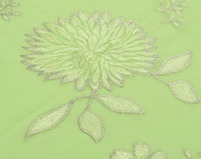Sushila Vintage Green Saree Blend Georgette Silk Embroidered Floral Sari Fabric