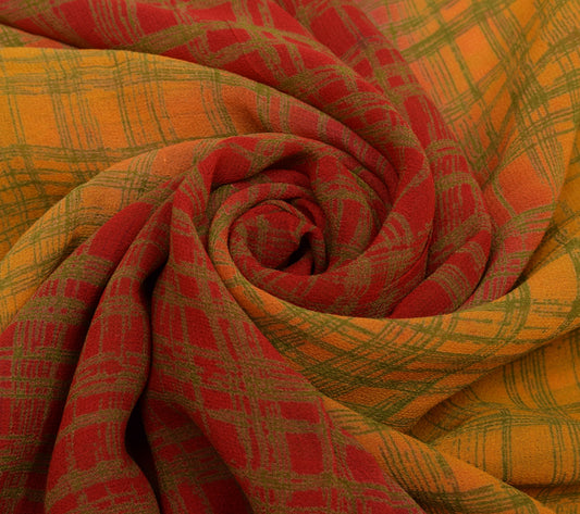 Sushila Vintage Multi-Color Saree Pure Georgette Silk Printed Sari Craft Fabric