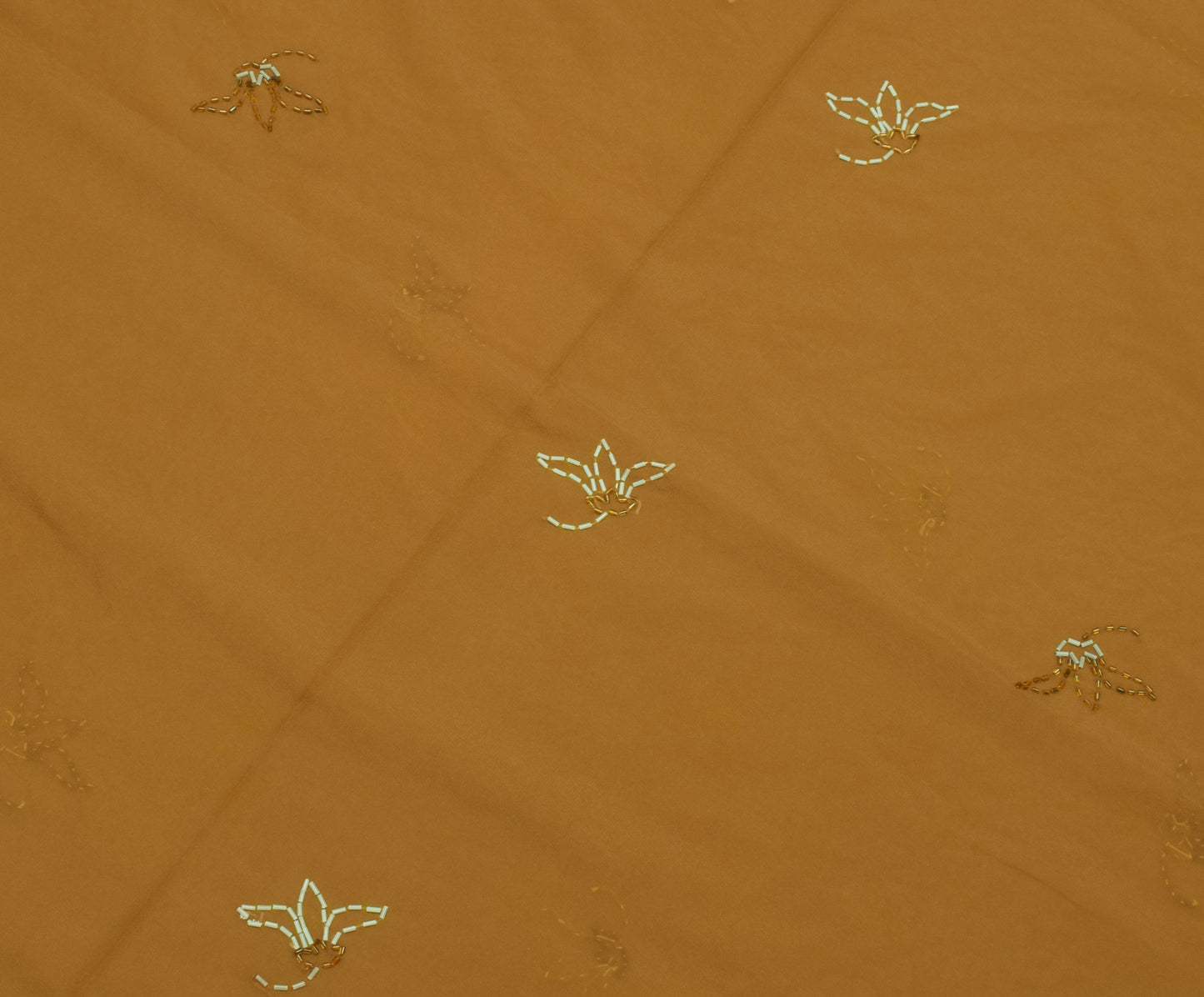 Sushila Vintage Brown Saree Art Silk Glass Beads Embellish Sari Craft 5Yd Fabric