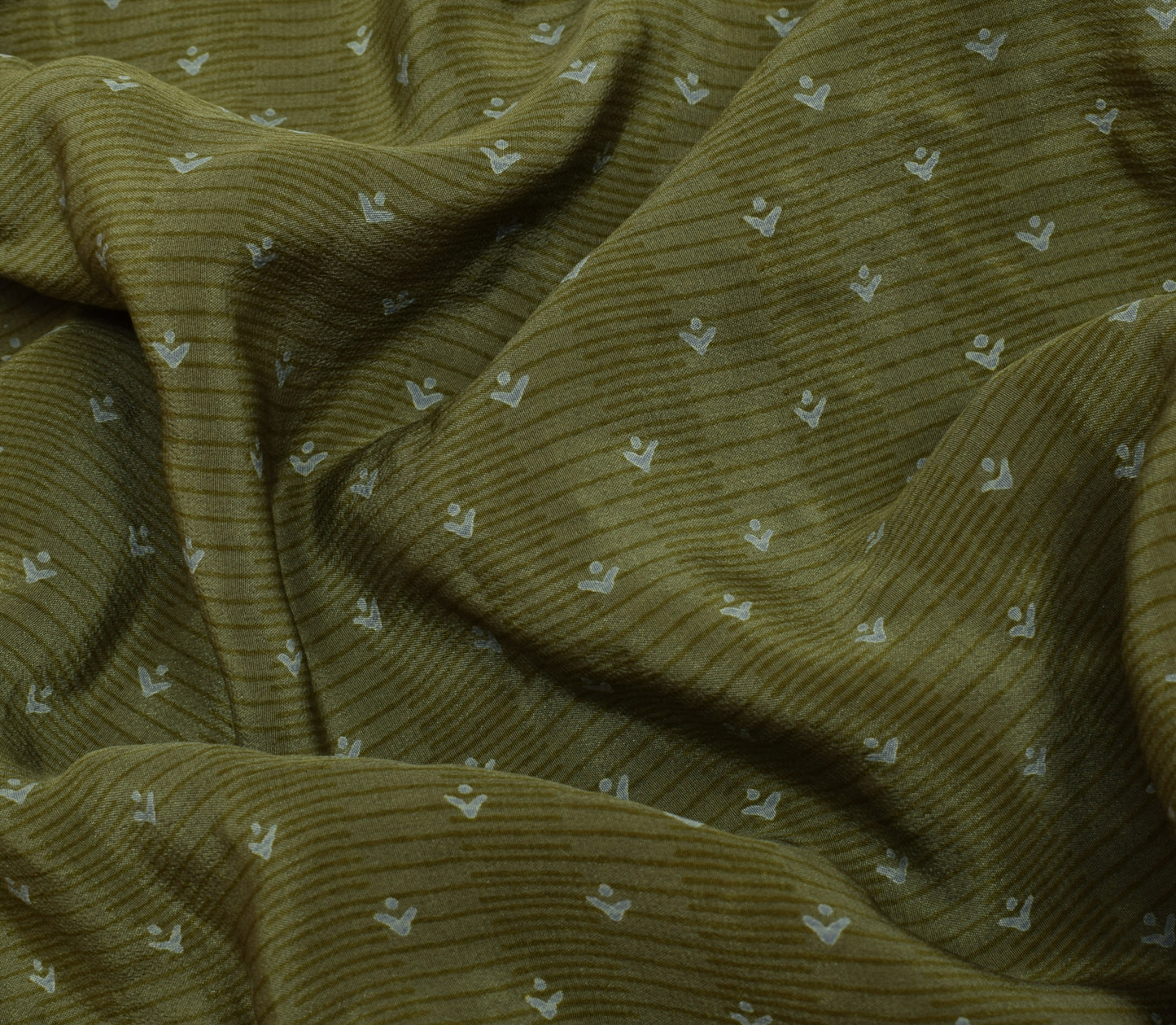 Sushila Vintage Indian Saree Pure Crepe Silk Hand Beaded & Printed Sari Fabric