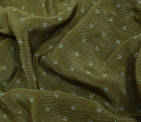 Sushila Vintage Indian Saree Pure Crepe Silk Hand Beaded & Printed Sari Fabric