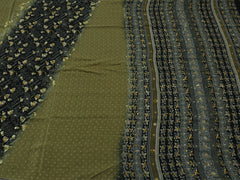 Sushila Vintage Indian Saree Pure Crepe Silk Hand Beaded & Printed Sari Fabric