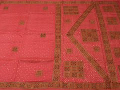 Sushila Vintage Indian Saree 100% Pure Silk Hand Beaded 5 Yard Sari Craft Fabric