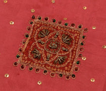 Sushila Vintage Indian Saree 100% Pure Silk Hand Beaded 5 Yard Sari Craft Fabric