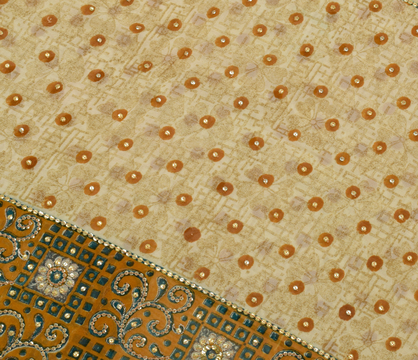 Sushila Vintage Indian Saree Pure Georgette Silk Printed Sari Craft 5 YD Fabric