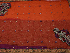 Sushila Vintage Indian Saree Pure Georgette Silk Woven & Embroidered Sari Fabric