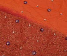 Sushila Vintage Indian Saree Pure Georgette Silk Woven & Embroidered Sari Fabric