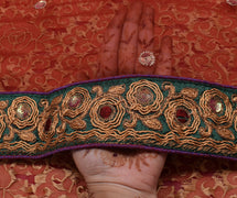 Sushila Vintage Indian Saree Pure Georgette Silk Woven & Embroidered Sari Fabric