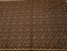 Sushila Vintage Brown Saree Net Mesh Hand Beaded Zardozi Floral Sari Fabric