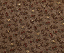 Sushila Vintage Brown Saree Net Mesh Hand Beaded Zardozi Floral Sari Fabric