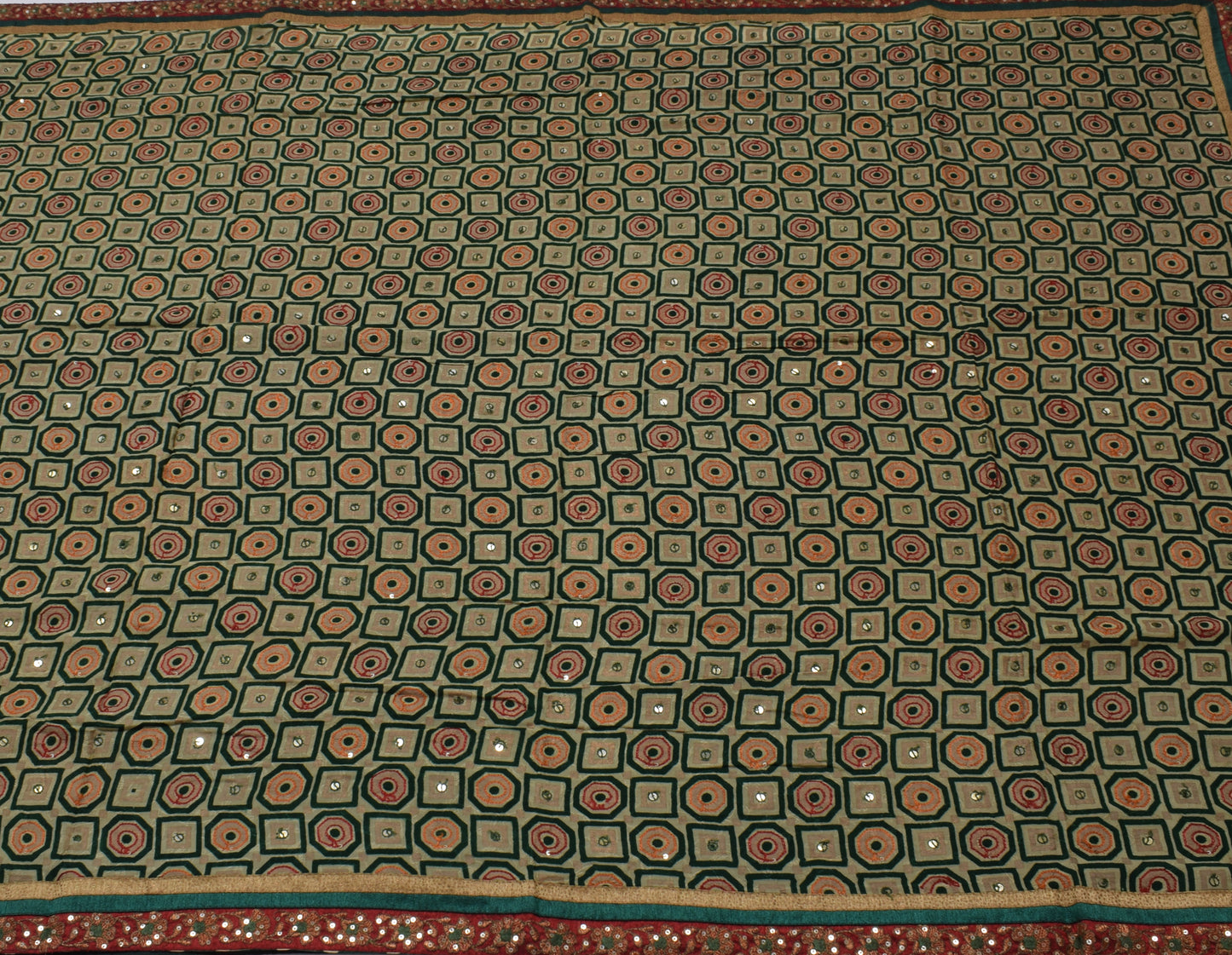 Sushila Vintage Green Saree Pure Georgette Silk Printed & Woven Sari 5 YD Fabric