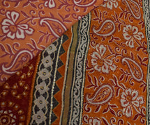 Sushila Vintage Rust Saree Pure Georgette Silk Hand Beaded & Printed Sari Fabric