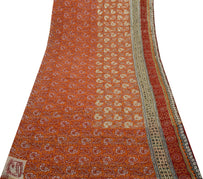 Sushila Vintage Rust Saree Pure Georgette Silk Hand Beaded & Printed Sari Fabric