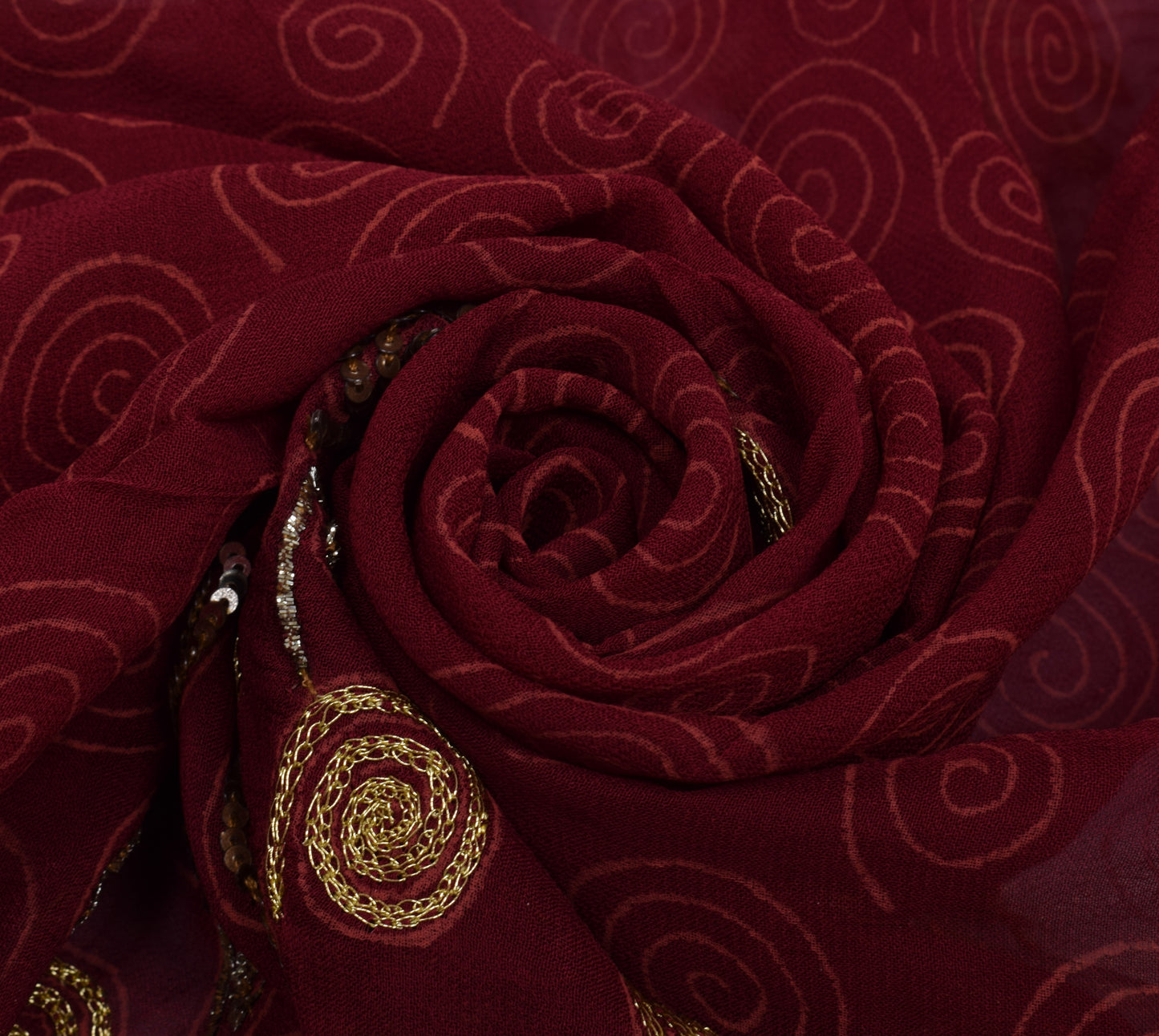 Sushila Vintage Indian Saree Pure Tissue Silk Hand Beaded Floral Sari Fabric