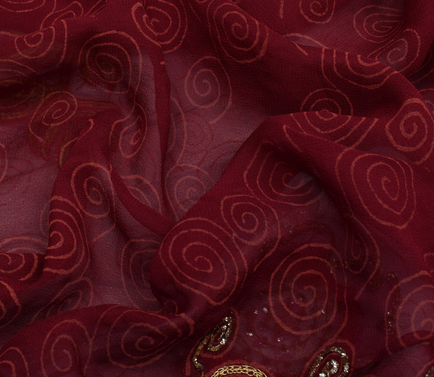 Sushila Vintage Indian Saree Pure Tissue Silk Hand Beaded Floral Sari Fabric