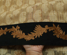 Sushila Vintage Light Brown Saree 100% Pure Silk Woven Paisley Sari Craft Fabric