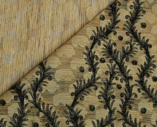 Sushila Vintage Light Brown Saree 100% Pure Silk Woven Paisley Sari Craft Fabric