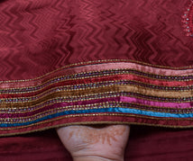 Sushila Vintage Indian Saree Pure Silk Embroidered Paisley Sari Craft Fabric