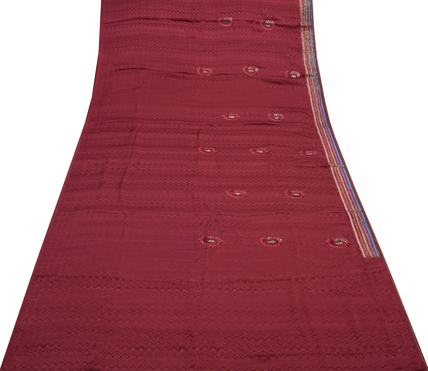 Sushila Vintage Indian Saree Pure Silk Embroidered Paisley Sari Craft Fabric