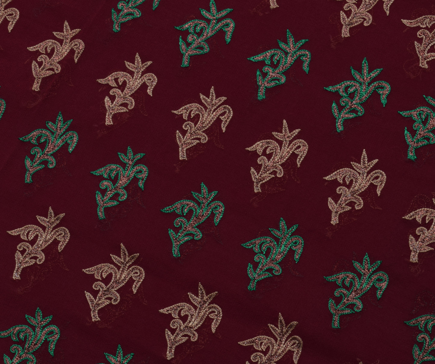 Sushila Vintage Maroon HEAVY Saree Pure Georgette Silk Embroidered Floral Sari