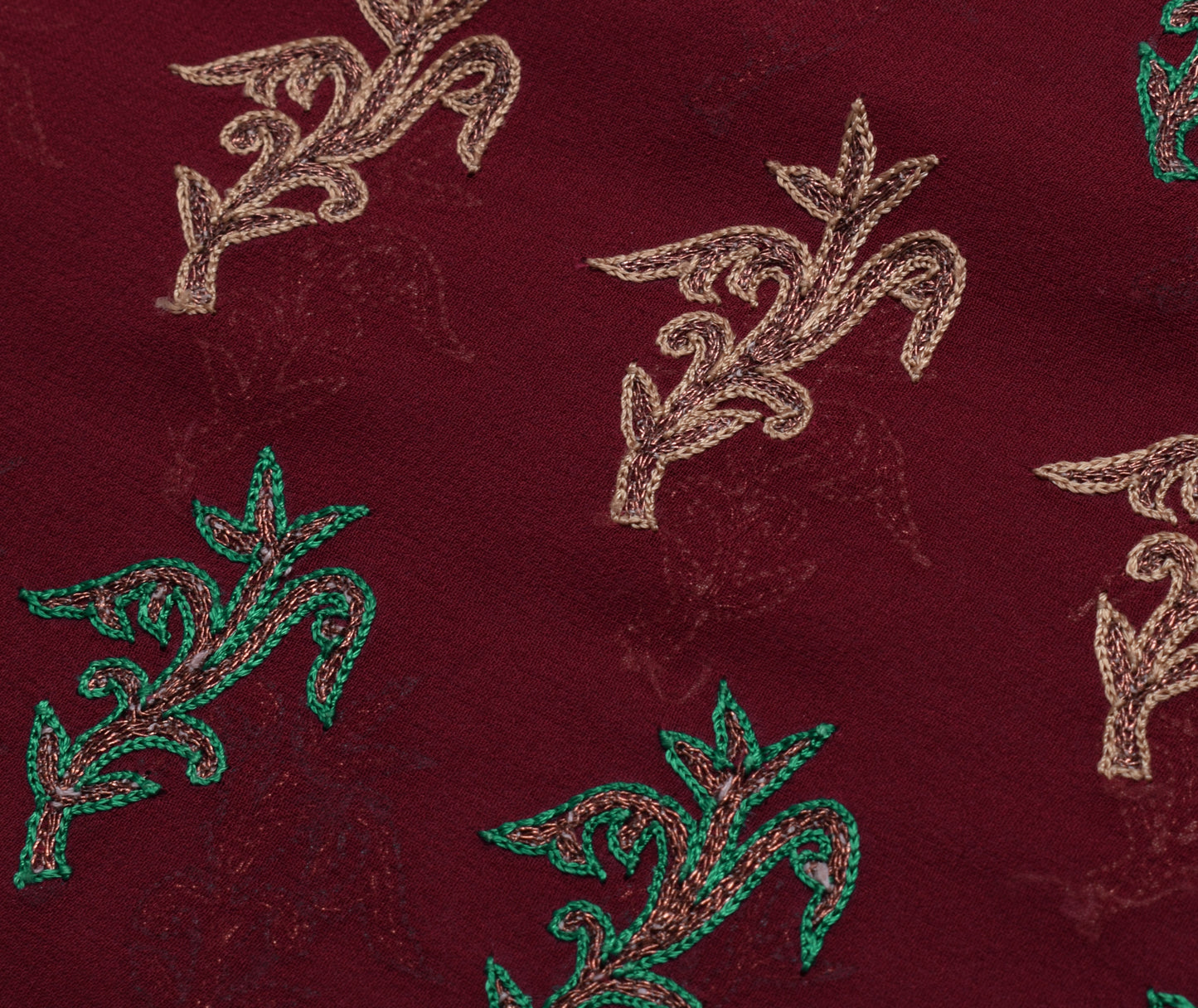 Sushila Vintage Maroon HEAVY Saree Pure Georgette Silk Embroidered Floral Sari