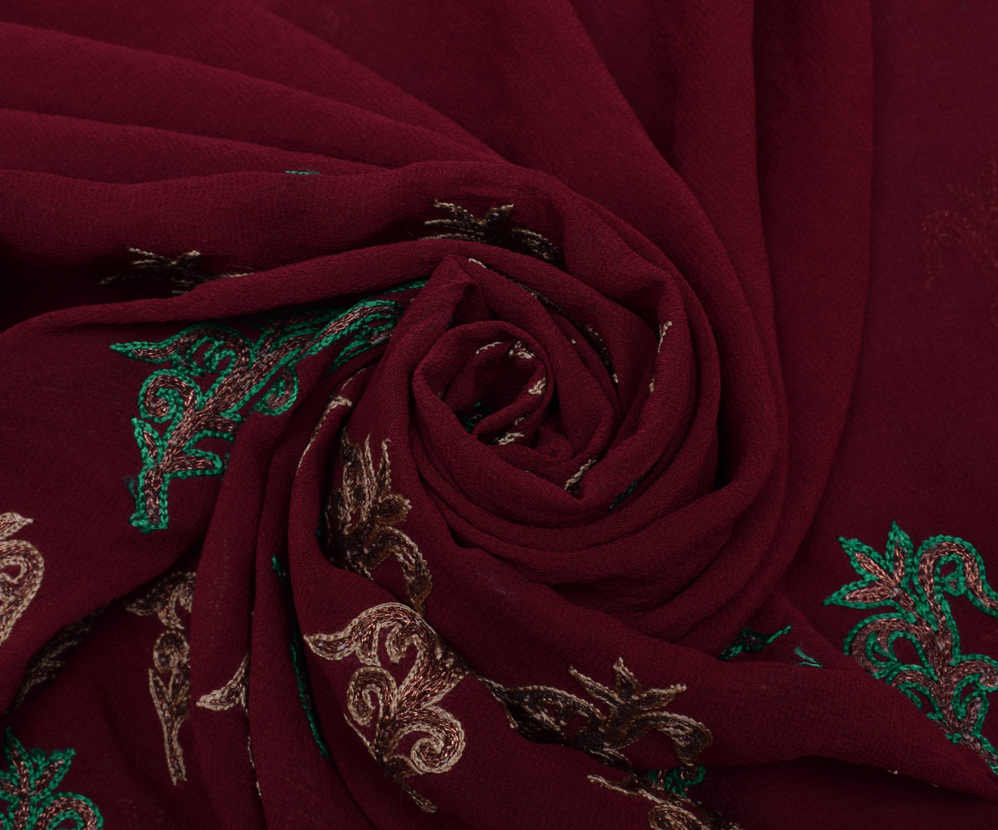 Sushila Vintage Maroon HEAVY Saree Pure Georgette Silk Embroidered Floral Sari