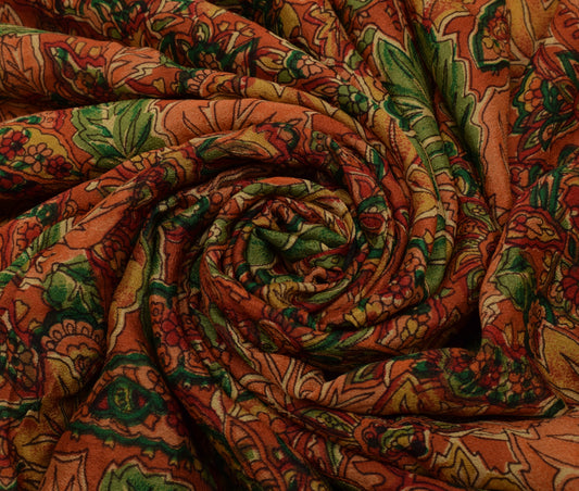 Sushila Vintage Multi-Color Saree Pure Georgette Silk Printed Floral Sari Fabric