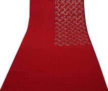 Sushila Vintage Red Saree Blend Georgette Embroidered Floral Sari Craft Fabric