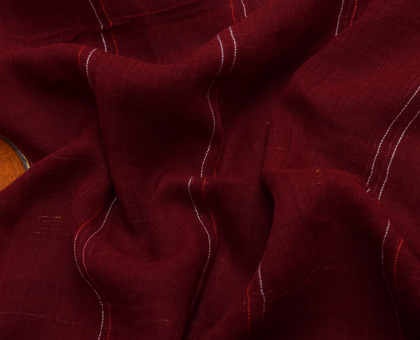 Sushila Vintage Indian Maroon Saree 100% Pure Cotton Woven Sari Craft Fabric