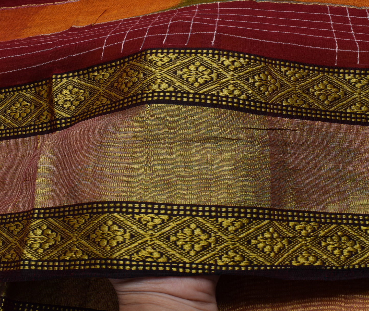 Sushila Vintage Indian Maroon Saree 100% Pure Cotton Woven Sari Craft Fabric