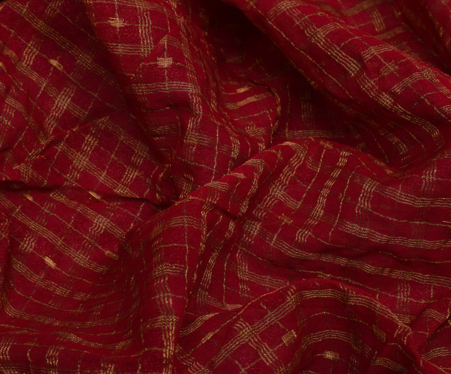 Sushila Vintage Maroon HEAVY Saree Pure Georgette Hand Work Floral Wedding Sari Dress Fabric