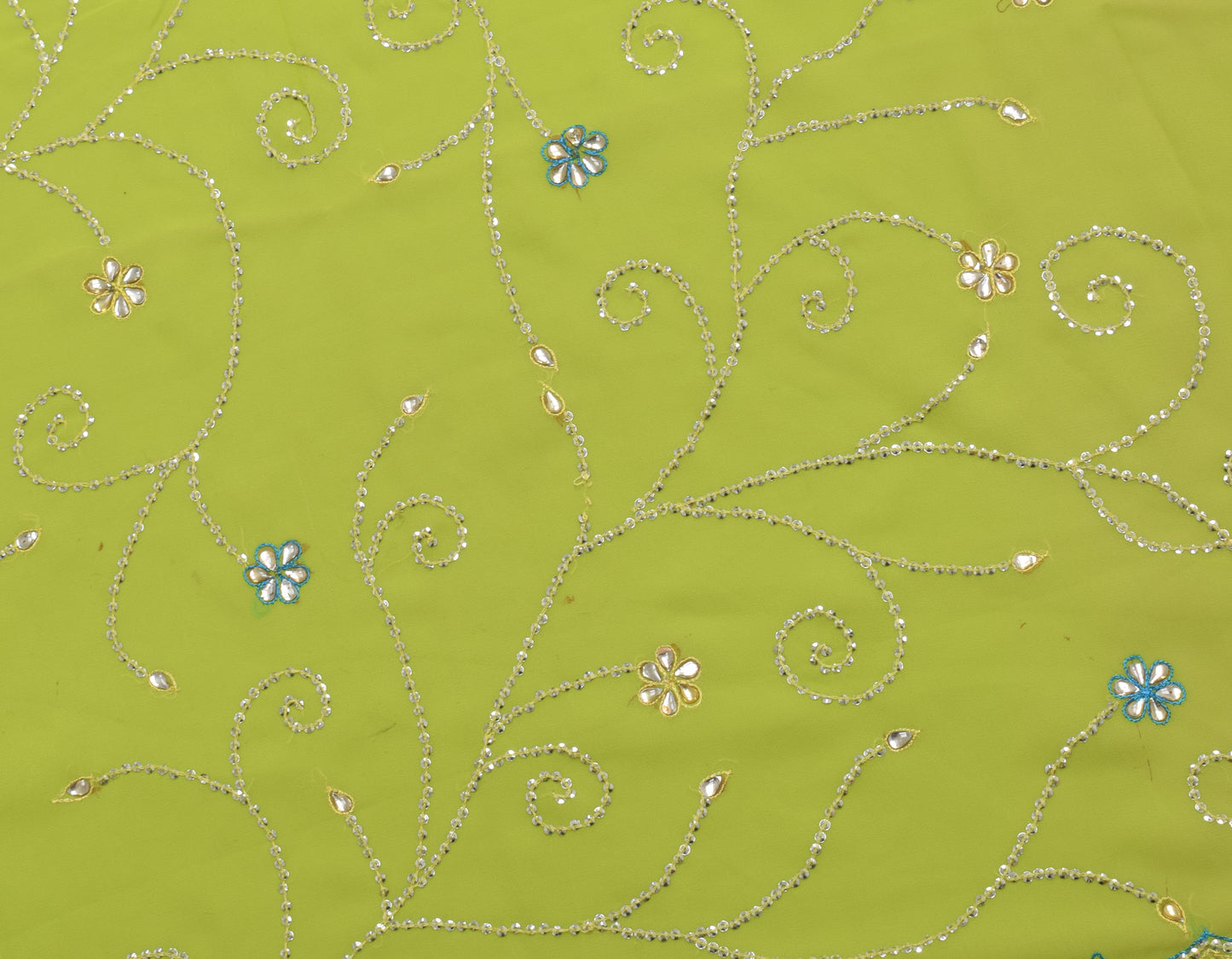 Sushila Vintage Green Saree Art Georgette Embroidered Sari with Blouse Fabric